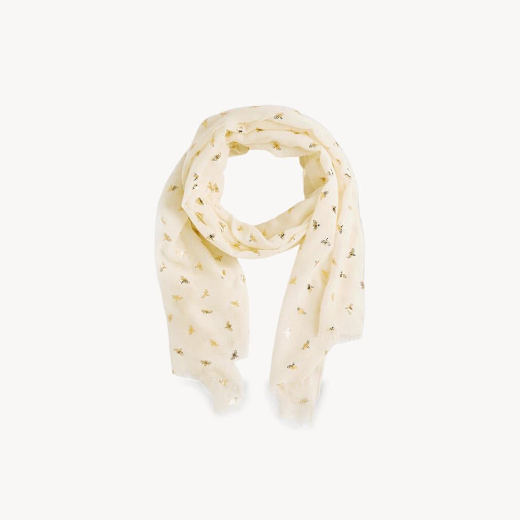 Bee Patterned Scarf Cream - Giftsmith