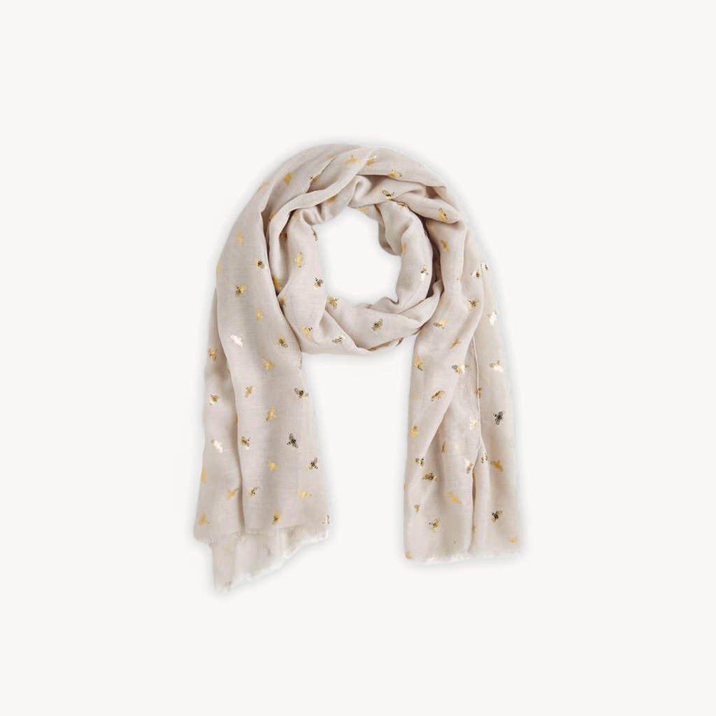Bee Patterned Scarf Grey - Giftsmith