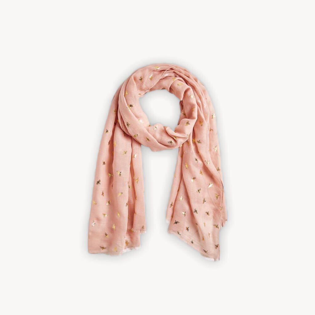Bee Patterned Scarf Pink - Giftsmith