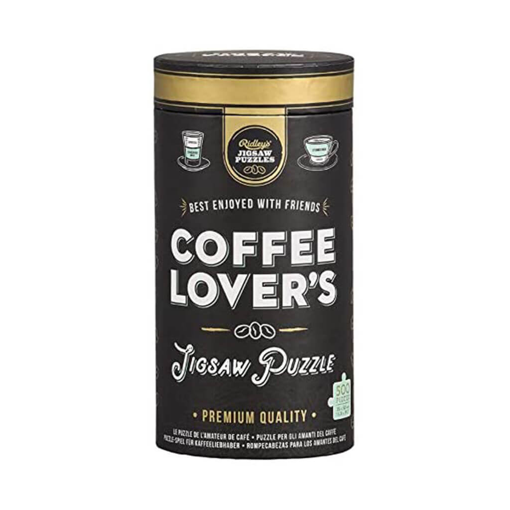 Coffee Lover&#39;s 500 Piece Jigsaw Puzzle in Canister - Giftsmith
