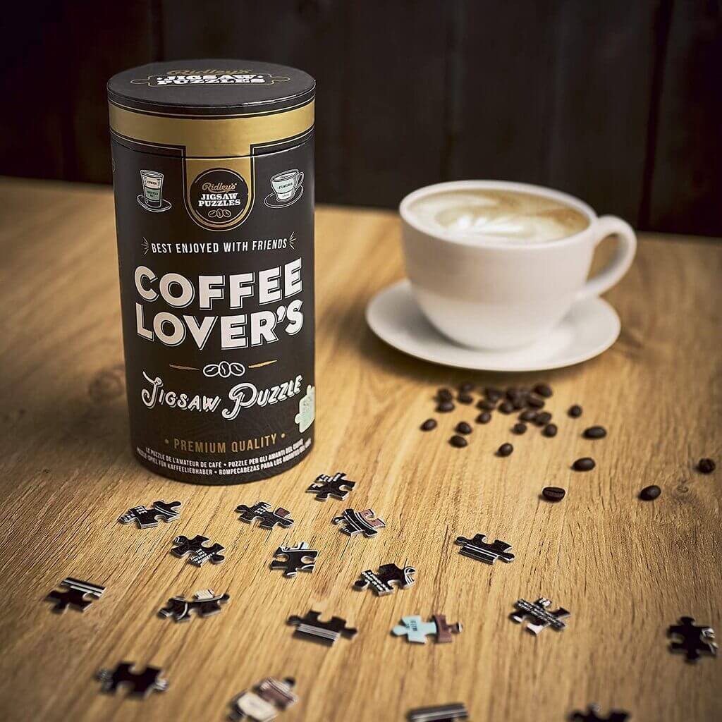 Coffee Lover&#39;s 500 Piece Jigsaw Puzzle in Canister - Giftsmith