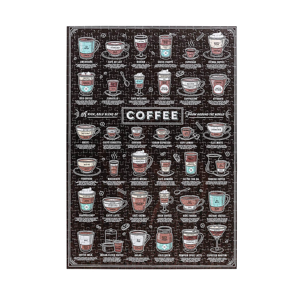 Coffee Lover&#39;s 500 Piece Jigsaw Puzzle in Canister - Giftsmith