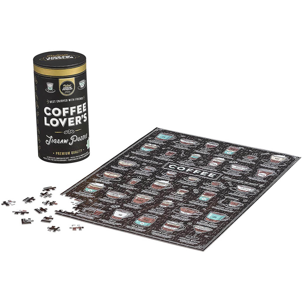 Coffee Lover&#39;s 500 Piece Jigsaw Puzzle in Canister - Giftsmith