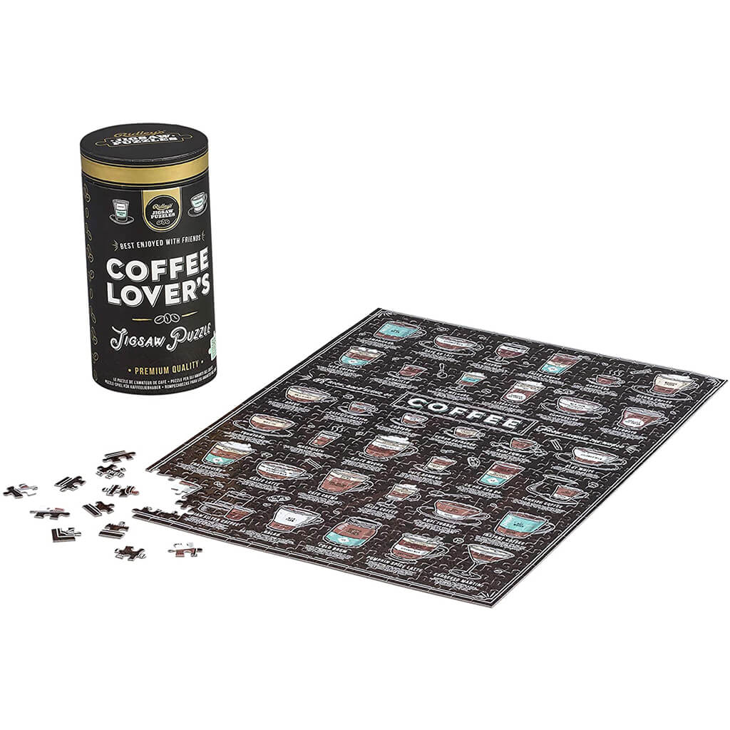 Coffee Lover's 500 Piece Jigsaw Puzzle in Canister - Giftsmith