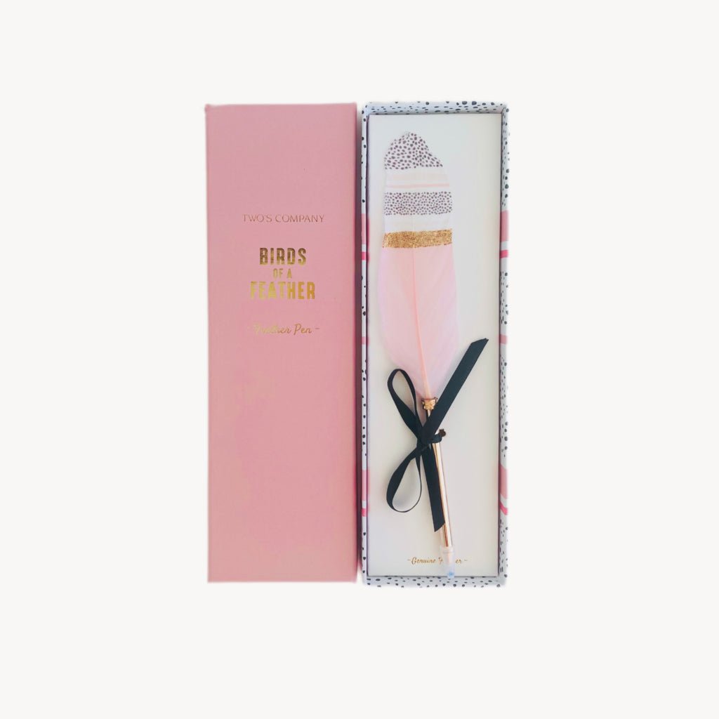 Feather Ballpoint Pen Pink/Striped - Giftsmith