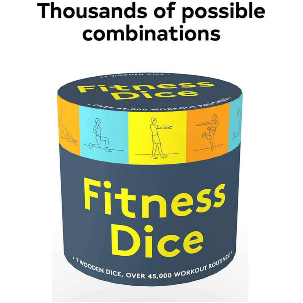Fitness Dice 7 Wooden Dice, Over 45,000 Workout Routines - Giftsmith