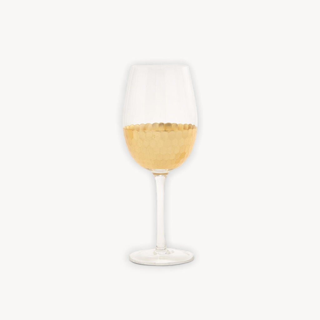 Gold Faceted Wine Glass - Giftsmith