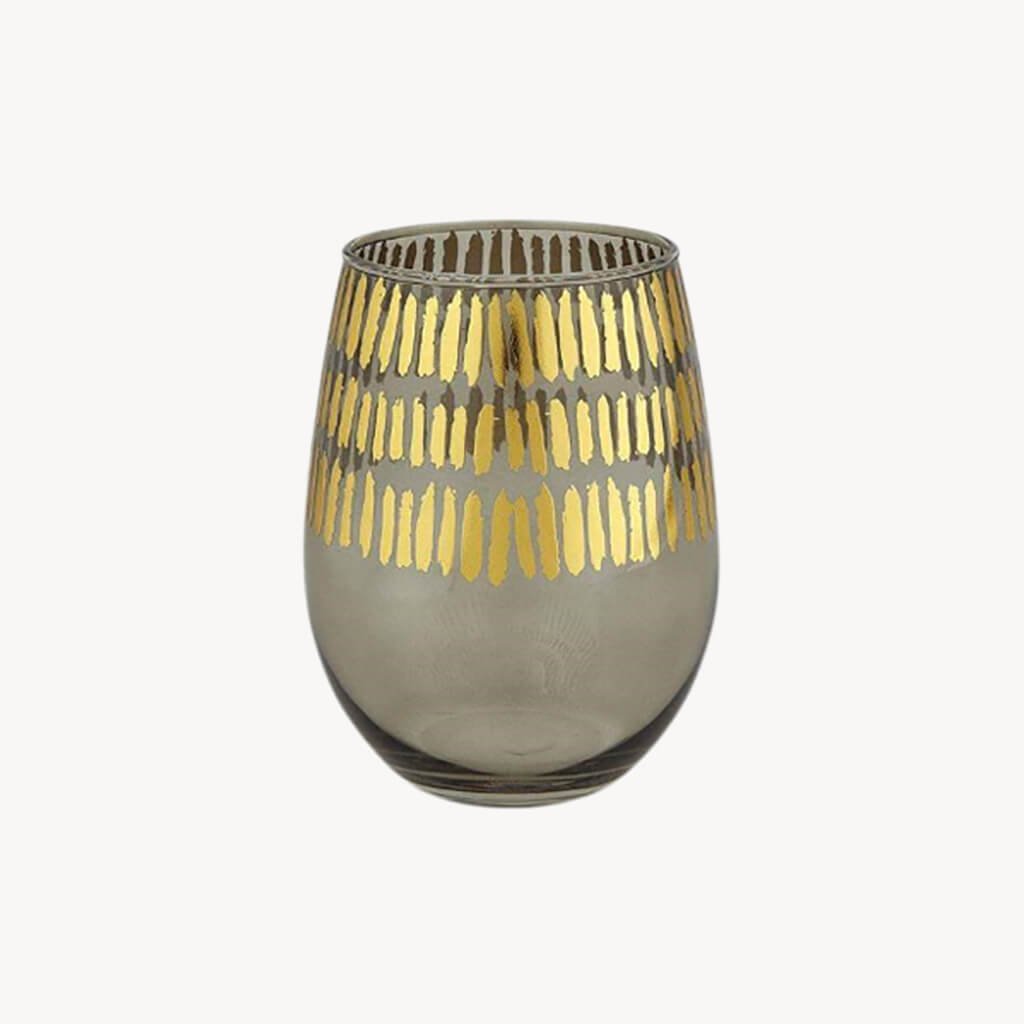 Grey and Gold Stemless Glass - Giftsmith