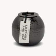 Hammered Black Patina Candle Leather and Oak - Giftsmith