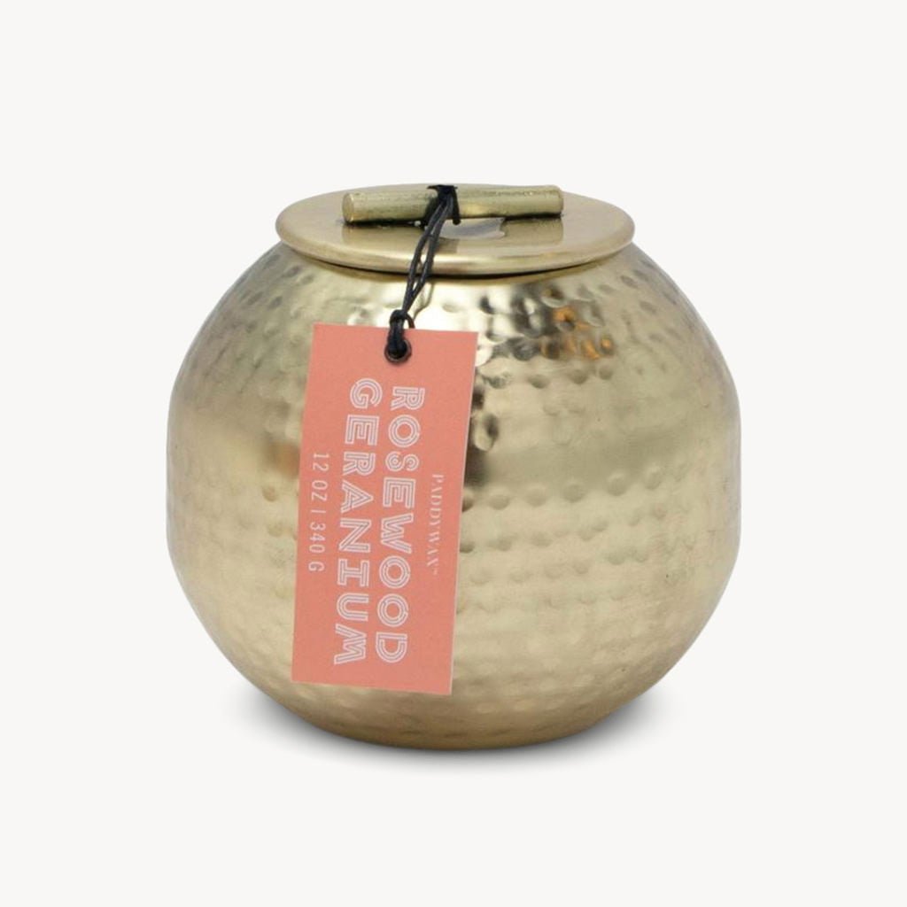 Hammered Gold Patina Candle Rosewood Geranium - Giftsmith