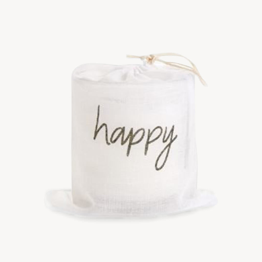 Happy Candle in Muslin Bag - Giftsmith