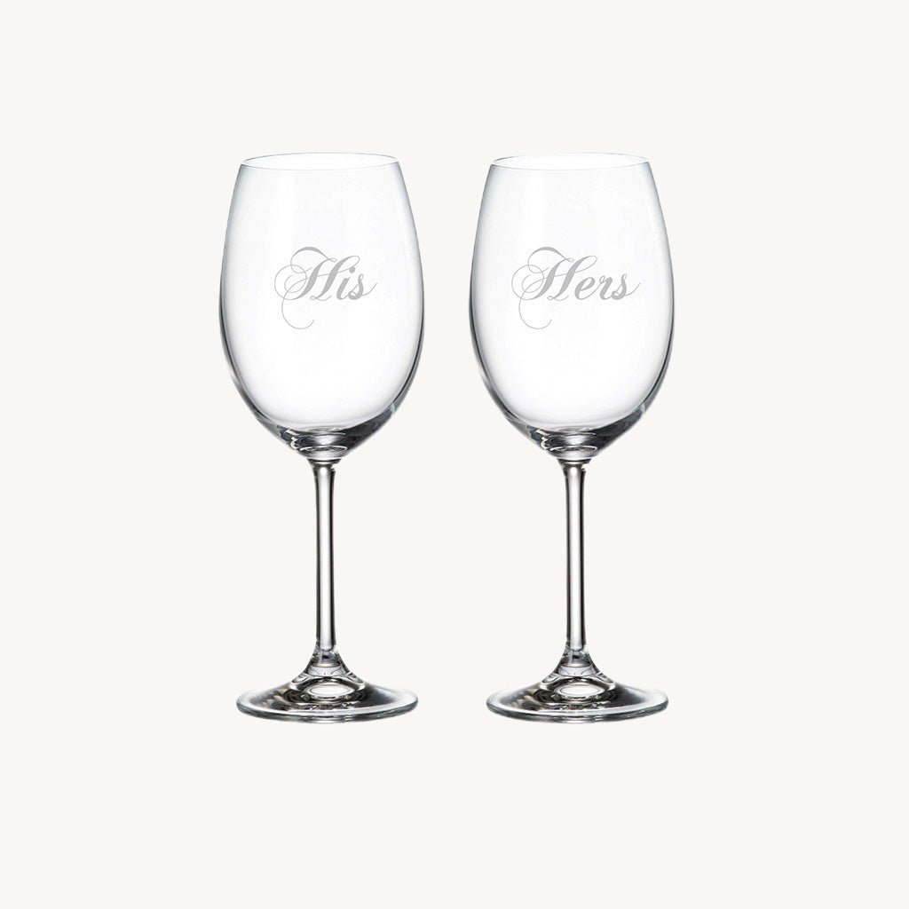 His and Hers Wine Glasses - Giftsmith