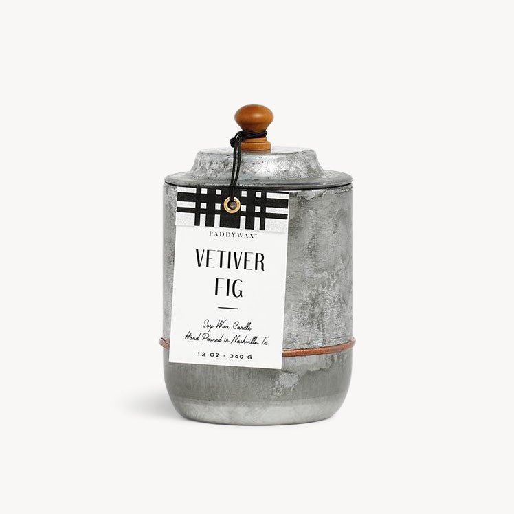 Homestead Galvanized Metal Candle Vetiver Fig - Giftsmith