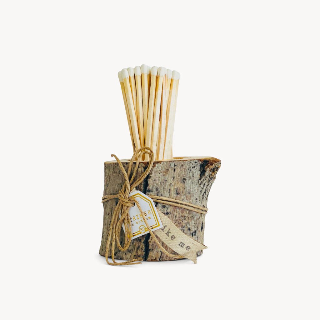 Matches in Birch Wood Pot White Tipped - Giftsmith
