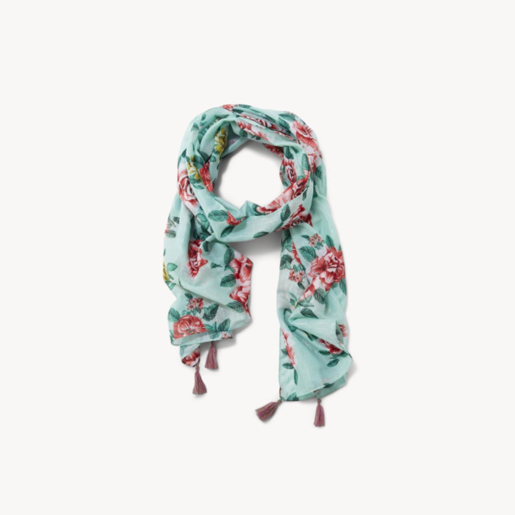 Rose Patterned Scarf Blue - Giftsmith