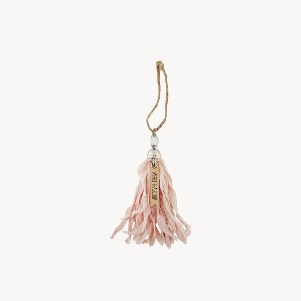 Silk Wine Bottle Tassel Tag Blush - Giftsmith