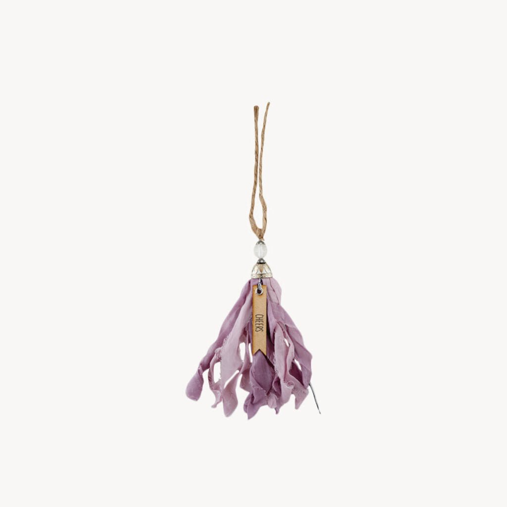 Silk Wine Bottle Tassel Tag Lavender - Giftsmith