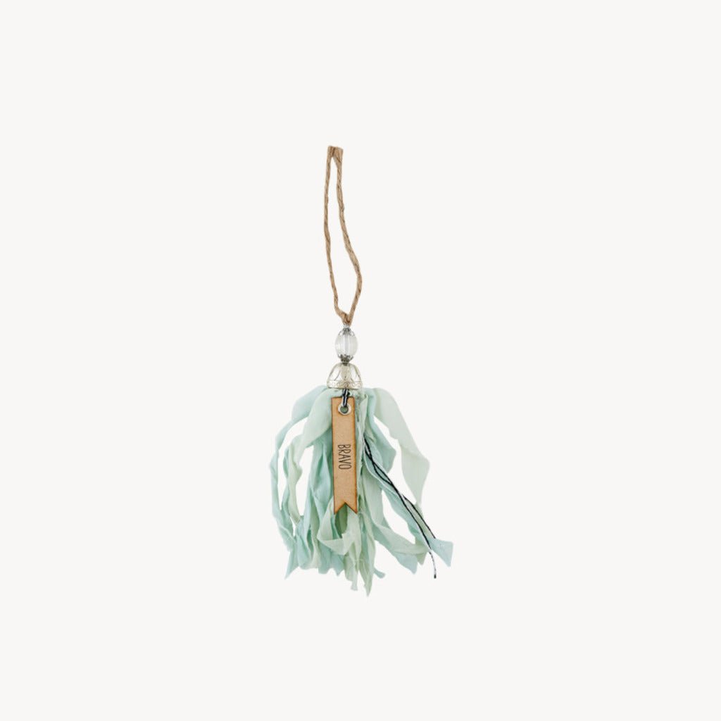 Silk Wine Bottle Tassel Tag Mint - Giftsmith