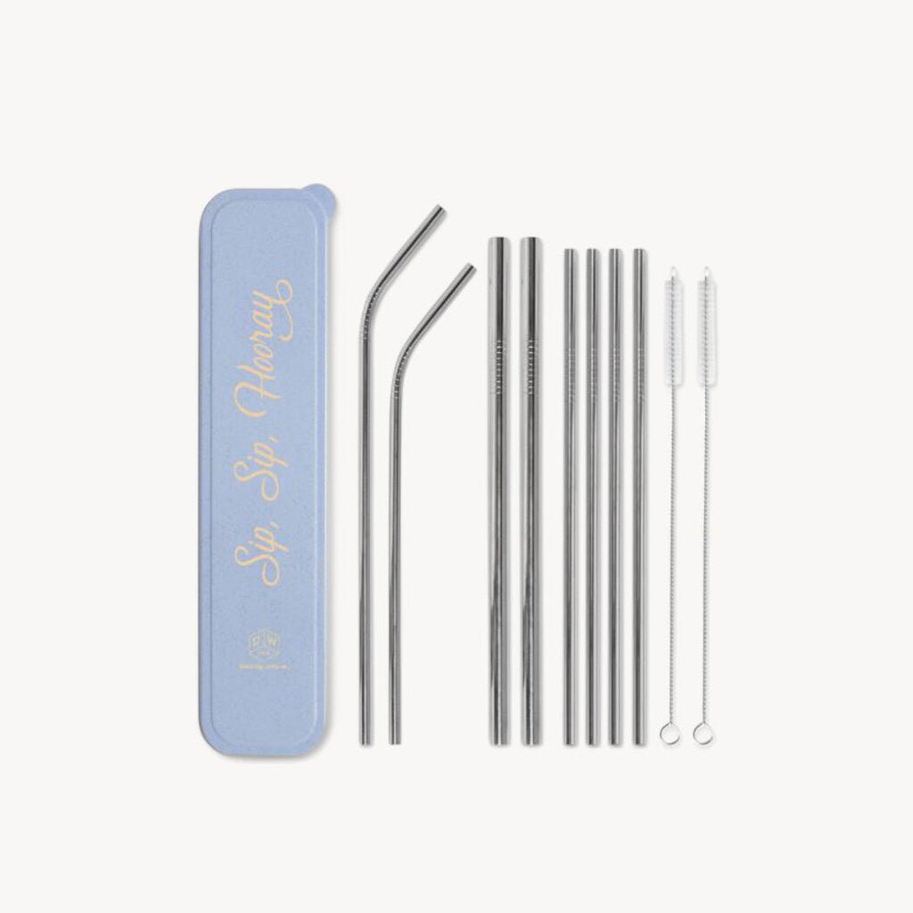 Stainless Steel Straw Set Sip Sip Hooray - Giftsmith