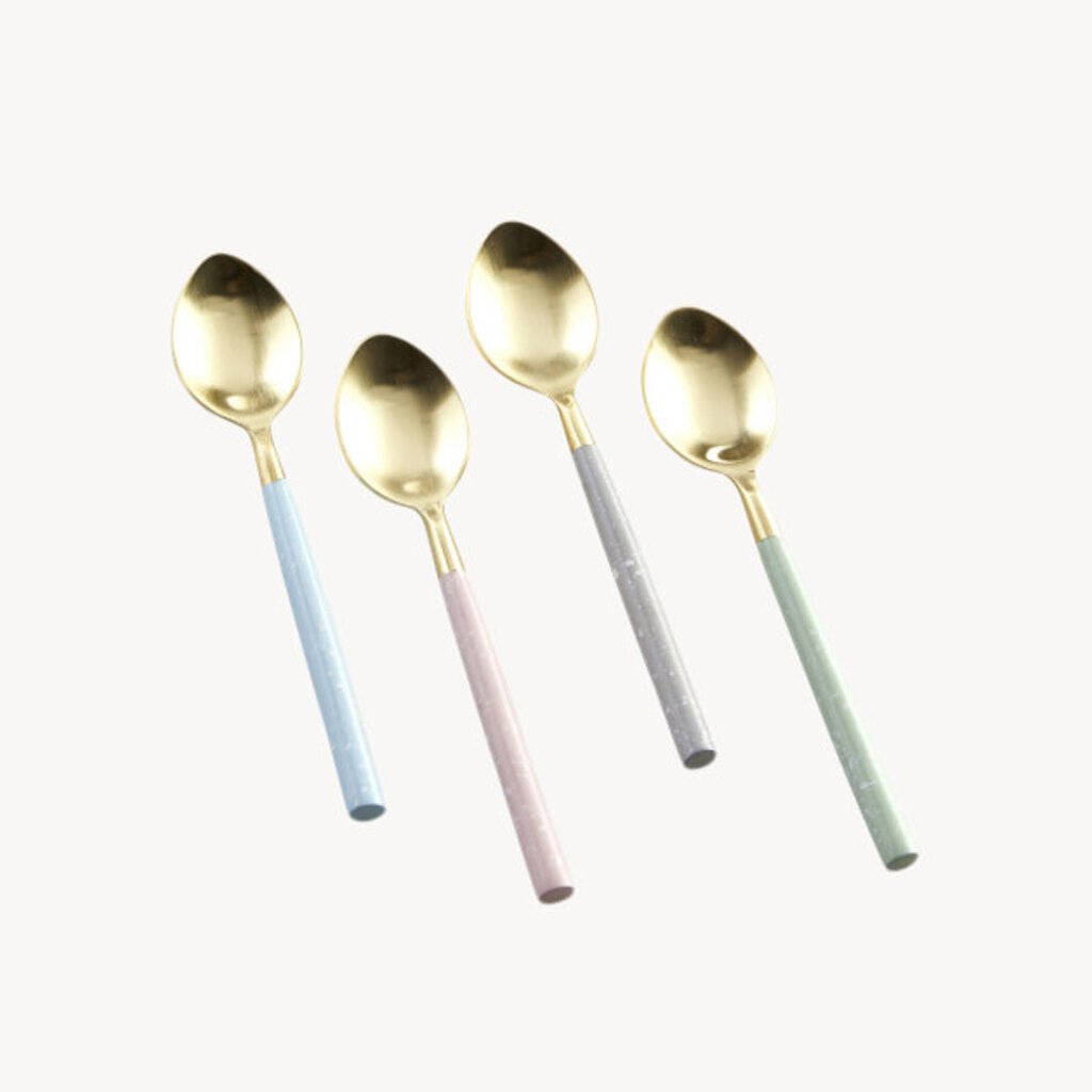 Sundae/Ice Cream Spoon Set Pastel/Gold - Giftsmith